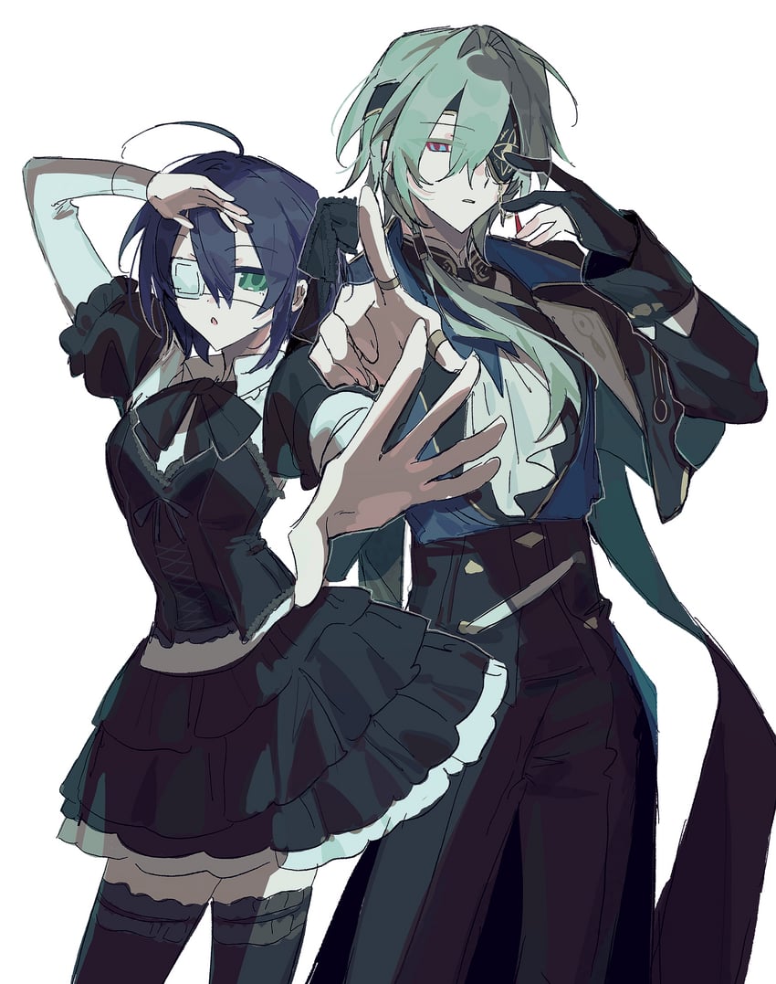 takanashi rikka and anaxa (honkai and 2 more) drawn by tokyu_(specialsetsweet)