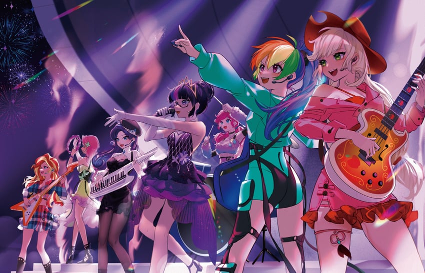 twilight sparkle, fluttershy, rainbow dash, pinkie pie, applejack, and 3 more (my little pony and 2 more) drawn by kewoshixiaodaia