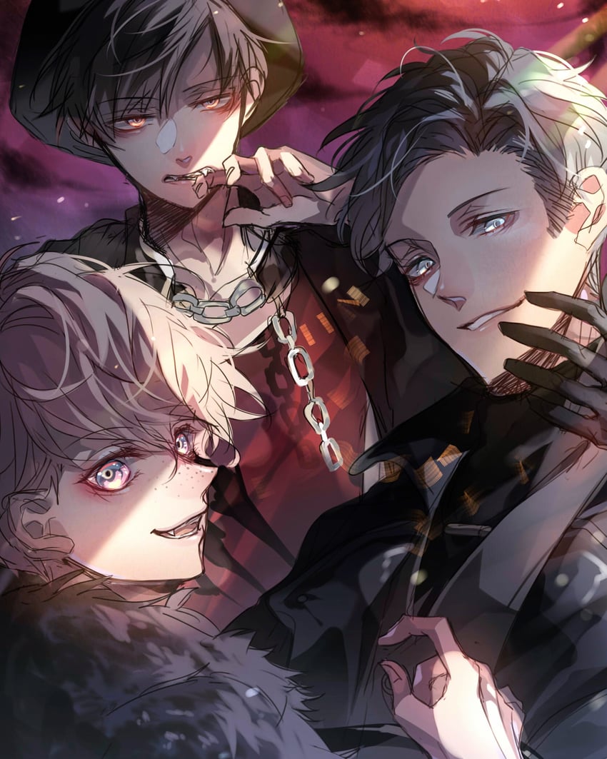 aizome kento, ashu yuuta, and kaneshiro goushi (b-project) drawn by akazumii