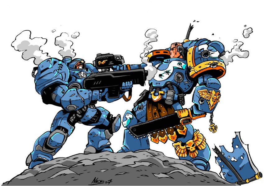 adeptus astartes and terran (warhammer 40k and 1 more) drawn by nachomon