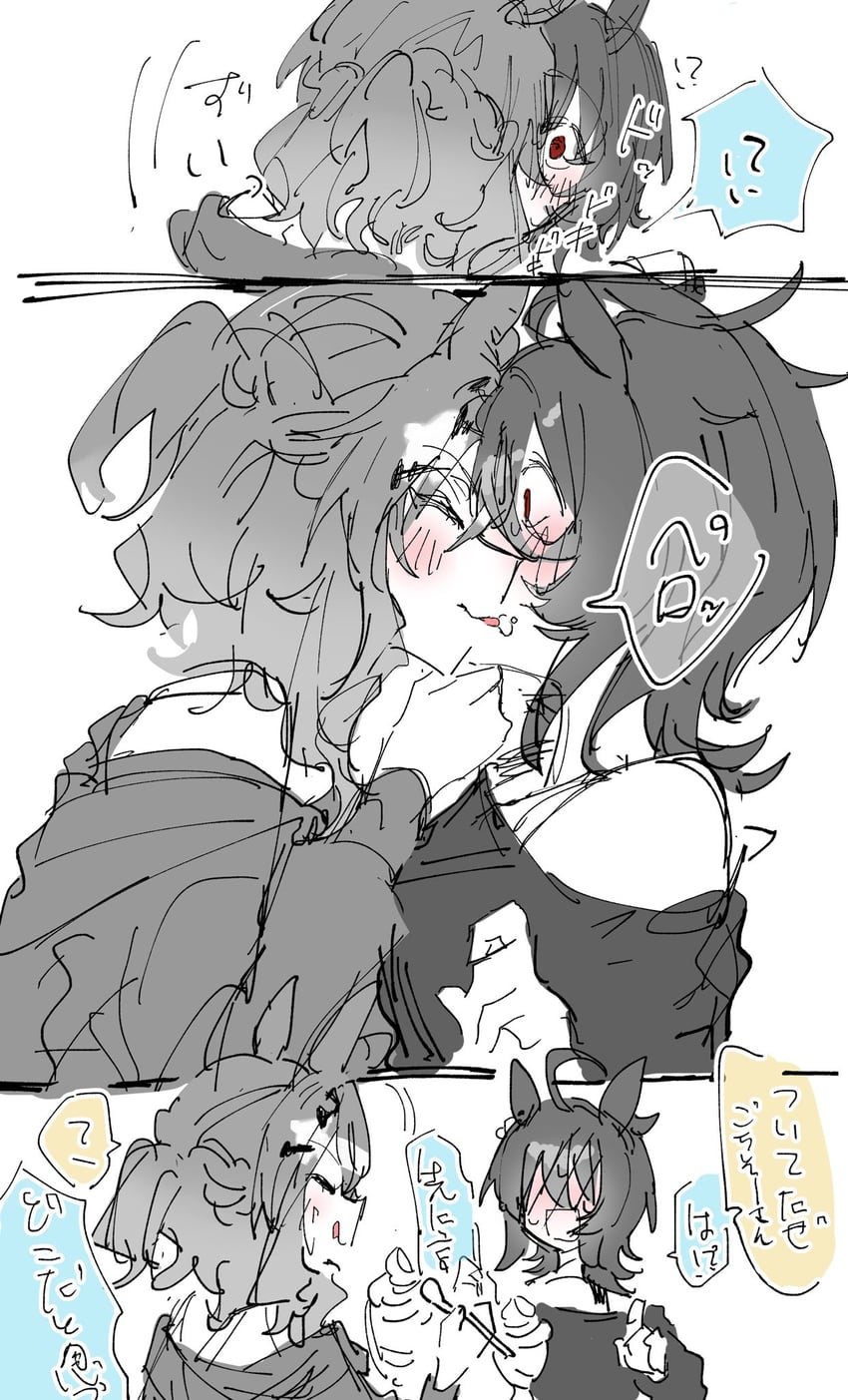 agnes tachyon and jungle pocket (umamusume) drawn by hakusai_0815