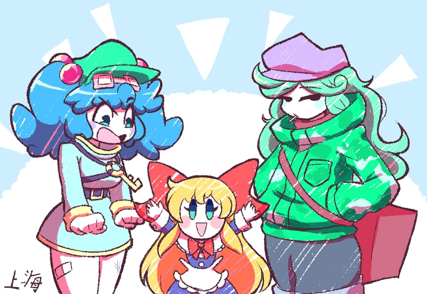 kawashiro nitori, shanghai doll, and yamashiro takane (touhou) drawn by quarium