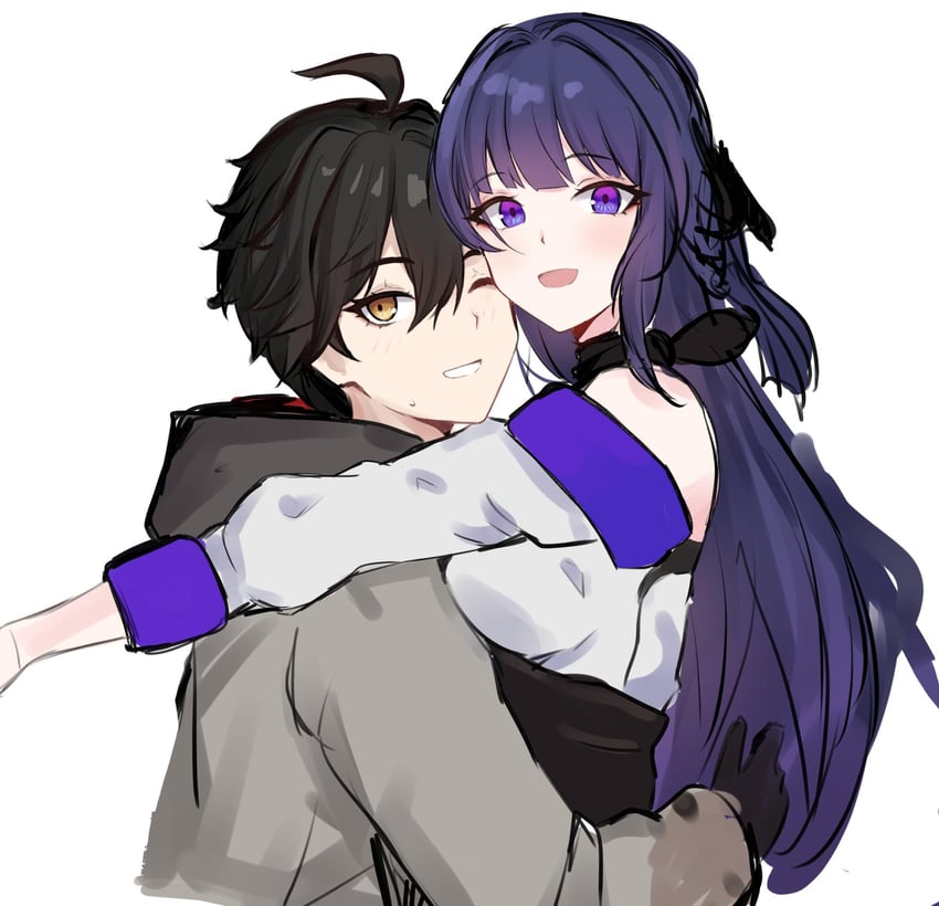 raiden mei and adam (honkai and 1 more) drawn by mini2chainz