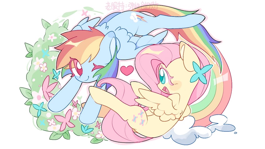 fluttershy and rainbow dash (my little pony and 1 more) drawn by wotuiwojiahonghaier