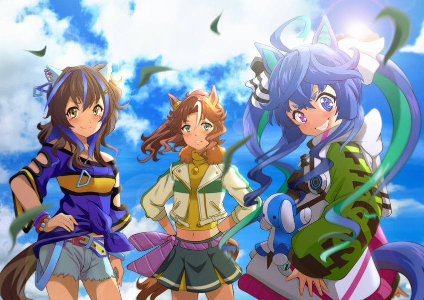twin turbo, daitaku helios, and mejiro palmer (umamusume) drawn by kurumiyasan_ns