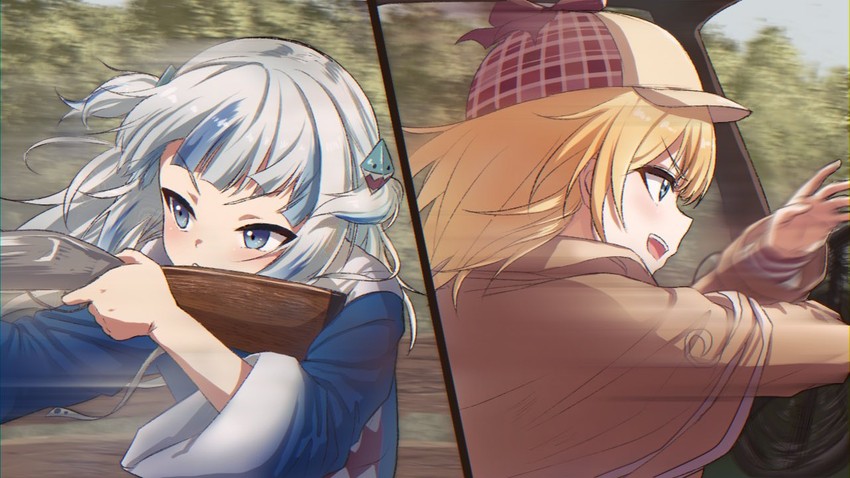 gawr gura and watson amelia (hololive and 2 more) drawn by weizen
