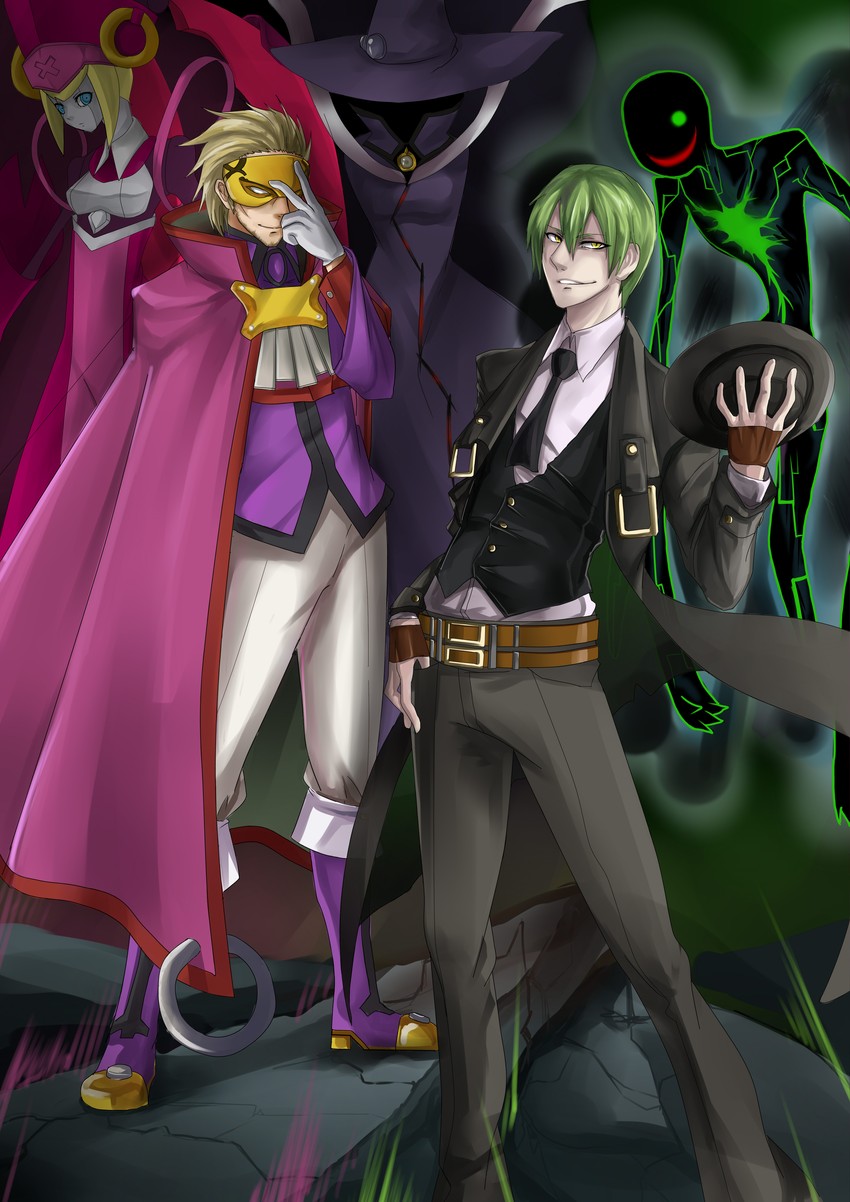 hazama, relius clover, ignis, and phantom (blazblue) drawn by luse_maonang