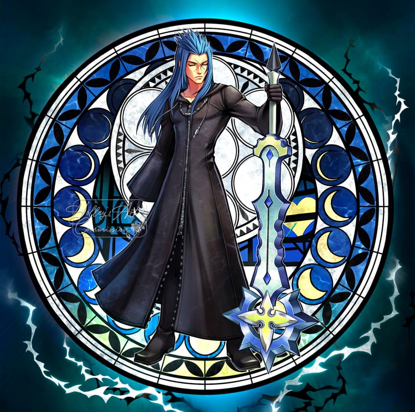 saix (kingdom hearts and 1 more) drawn by hollypolllyy