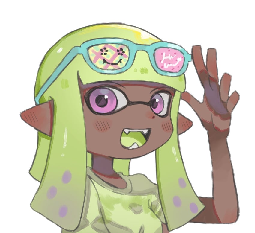 inkling player character and inkling girl (splatoon) drawn by plum0o0