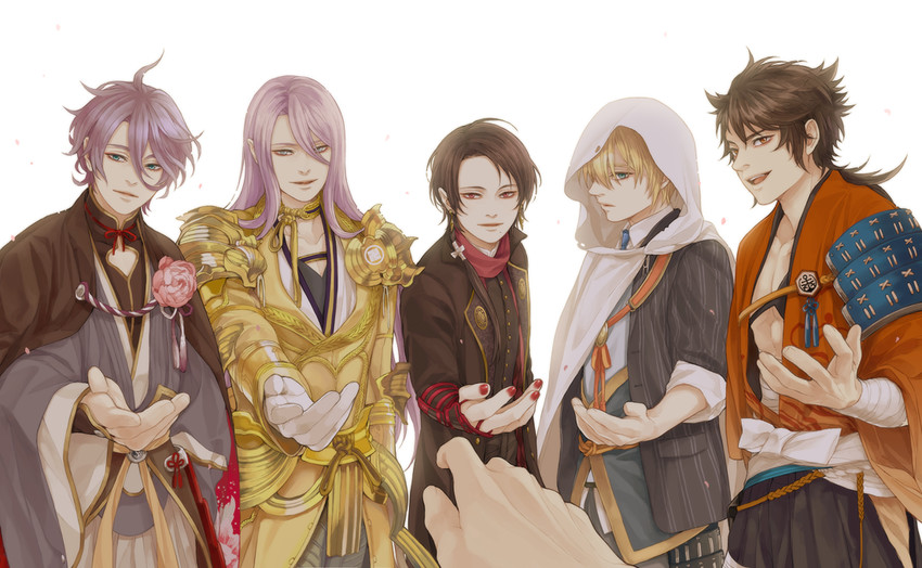 kashuu kiyomitsu, saniwa, yamanbagiri kunihiro, mutsu-no-kami yoshiyuki, kasen kanesada, and 1 more (touken ranbu) drawn by twoframe