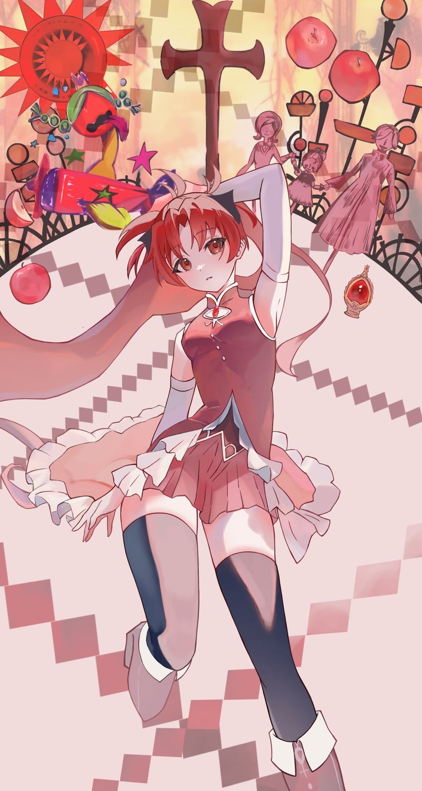 sakura kyoko, sakura momo, sakura kyoko's father, anja, and sakura kyoko's mother (mahou shoujo madoka magica) drawn by mitsukiib