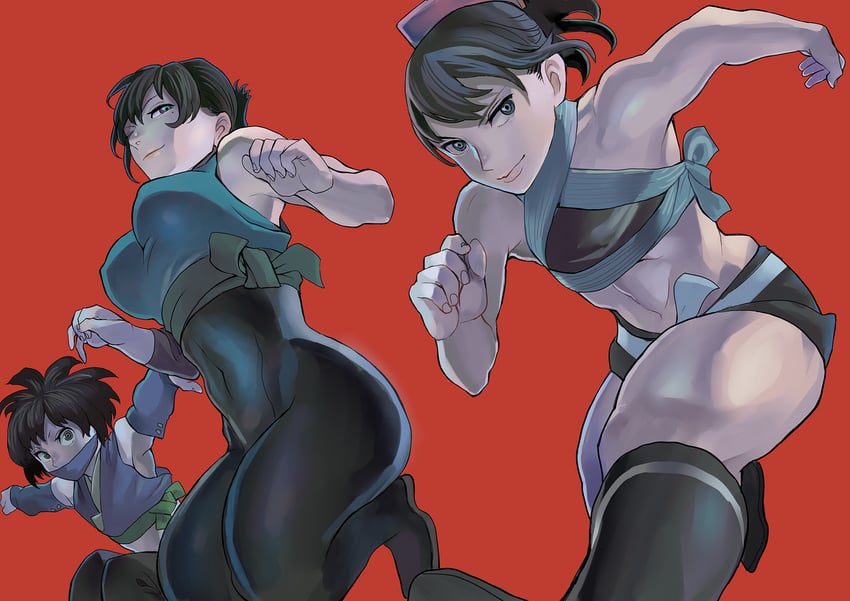 zantetsu, retsu, and kotetsu (original) drawn by ichiren_takushou
