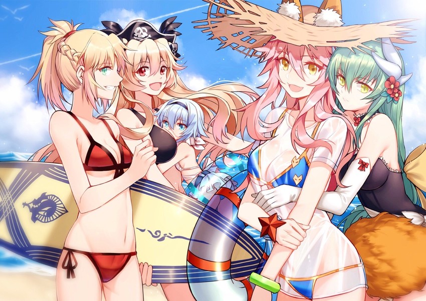 tamamo, mordred, kiyohime, tamamo no mae, anne bonny, and 1 more (fate and 1 more) drawn by yorukun