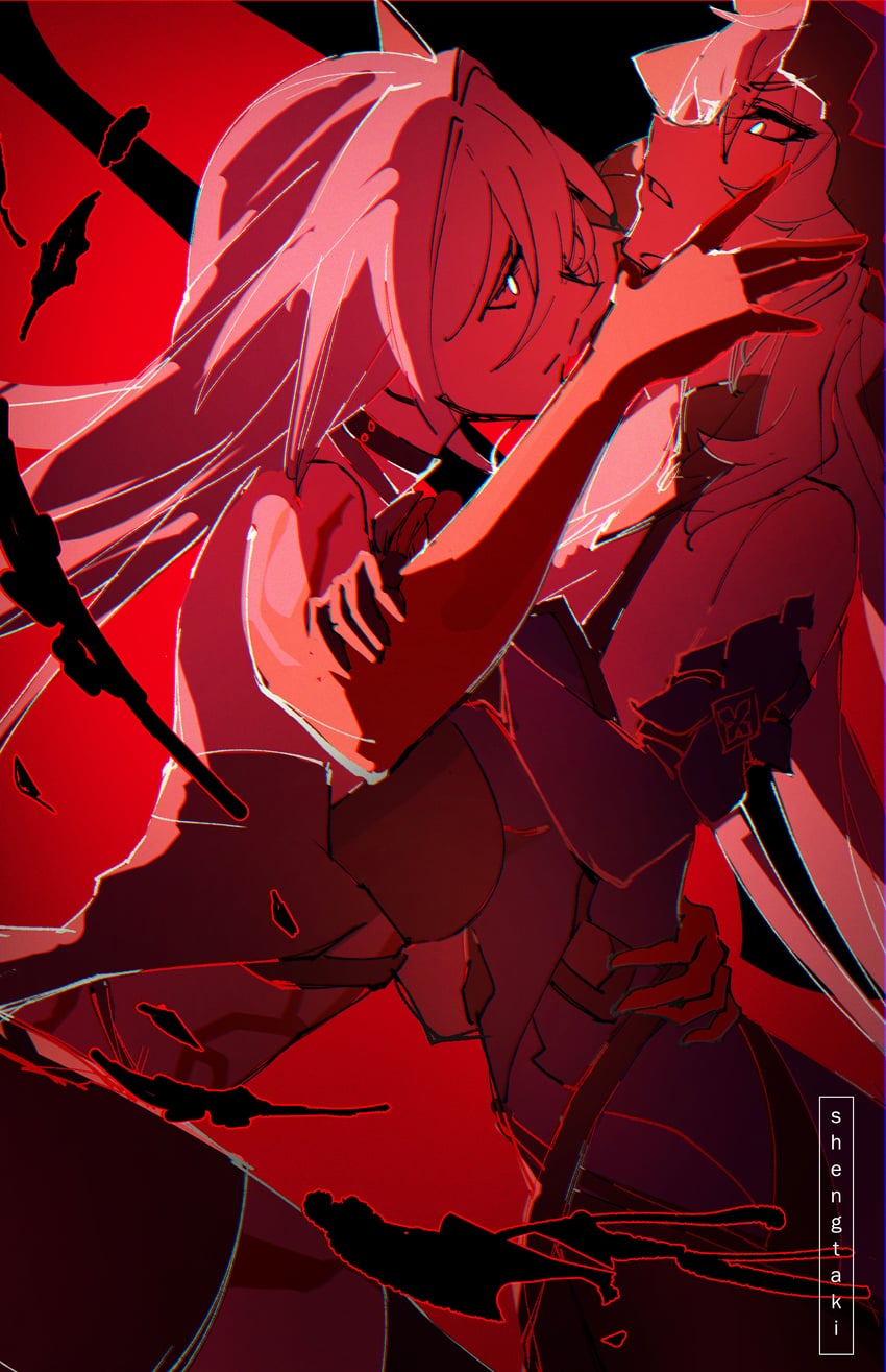 acheron and black swan (honkai and 1 more) drawn by shengtaki
