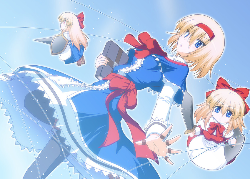 alice margatroid, shanghai doll, and hourai doll (touhou) drawn by mothgo25