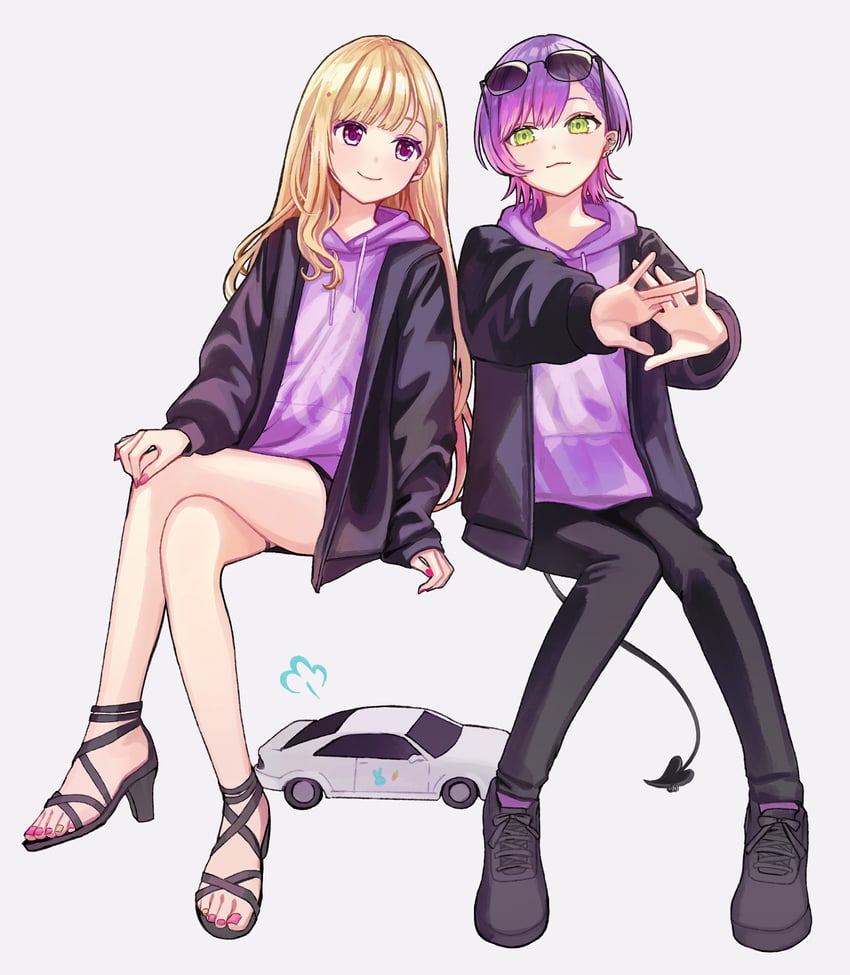 tokoyami towa and aki rosenthal (hololive and 1 more) drawn by fyuu-ka