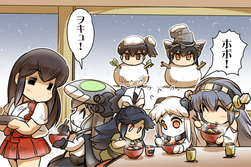kaga, akagi, haruna, nagato, northern ocean princess, and 3 more (kantai collection) drawn by hisahiko