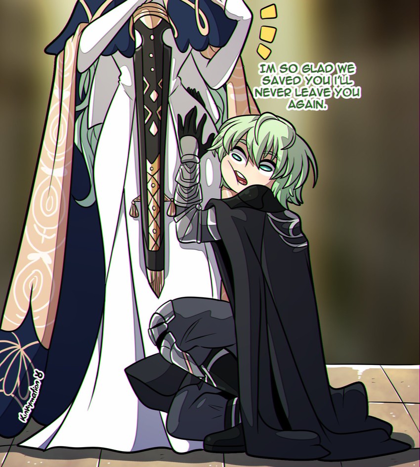 rhea and male byleth (fire emblem and 1 more) drawn by kinkymation