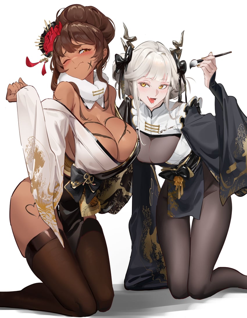 blanc and noir (goddess of victory: nikke) drawn by rakaieye