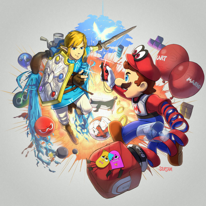 link, mario, puyo, cappy, snip, and 2 more (fire emblem and 16 more) drawn by stup-jam