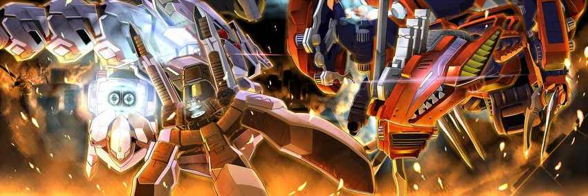 genobreaker, berserk fuhrer, and gojulas (zoids) drawn by gomibako_(shirokumatei)