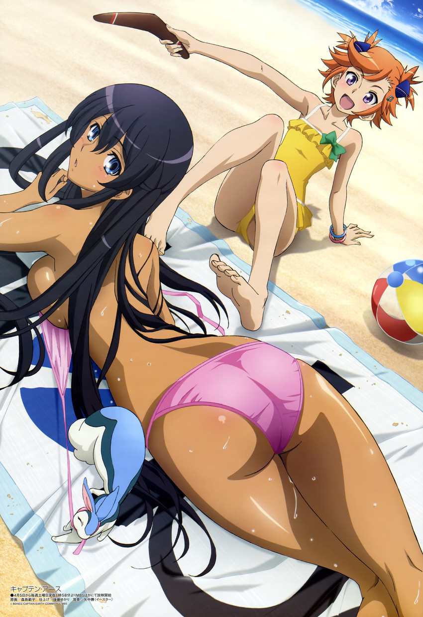 mutou hana, yomatsuri akari, and pitz (megami magazine and 1 more) drawn by morishima_noriko