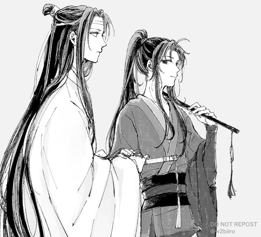 wei wuxian and lan wangji (modao zushi) drawn by w2biiro