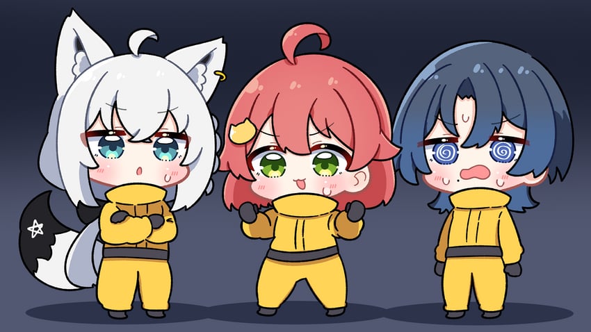 shirakami fubuki, sakura miko, and hiodoshi ao (hololive and 1 more) drawn by dohoon