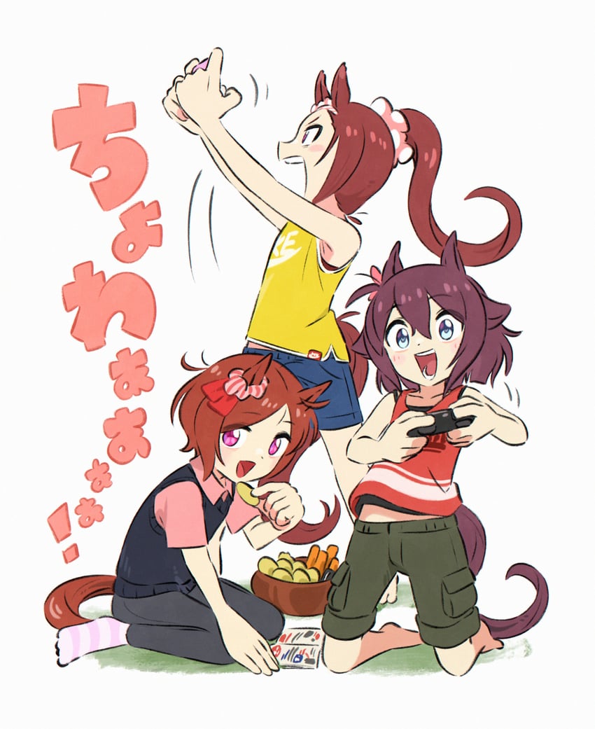 sakura chiyono o, sakura bakushin o, and sakura laurel (umamusume) drawn by appleq