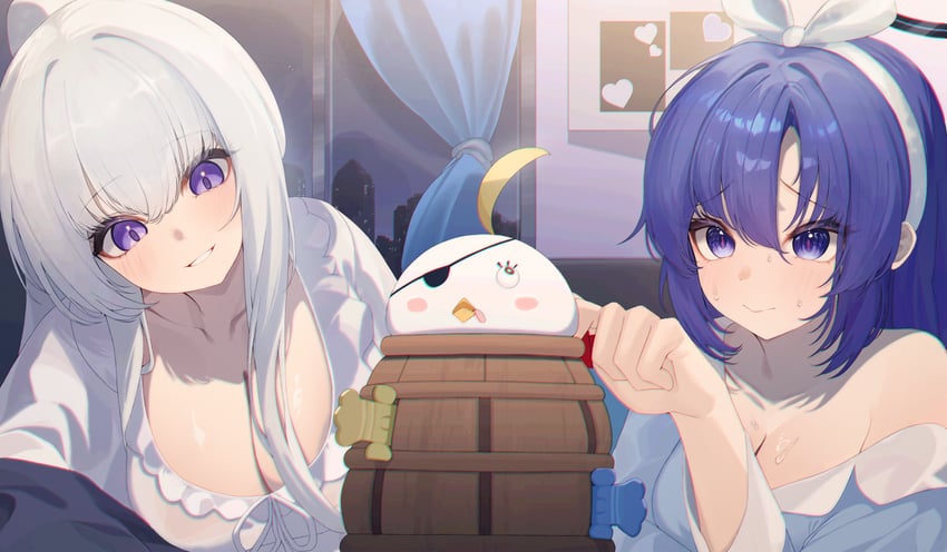 yuuka, noa, and peroro (blue archive) drawn by meplon