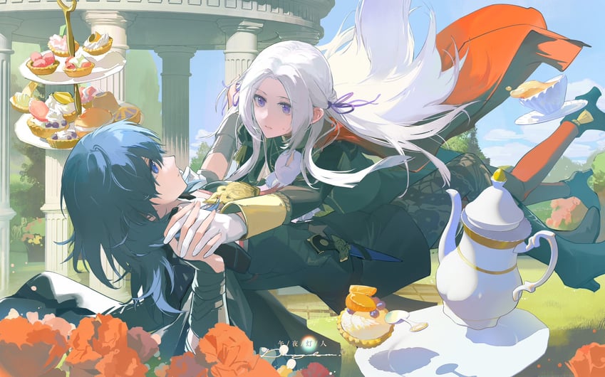 female byleth and edelgard von hresvelg (fire emblem and 1 more) drawn by artuvia