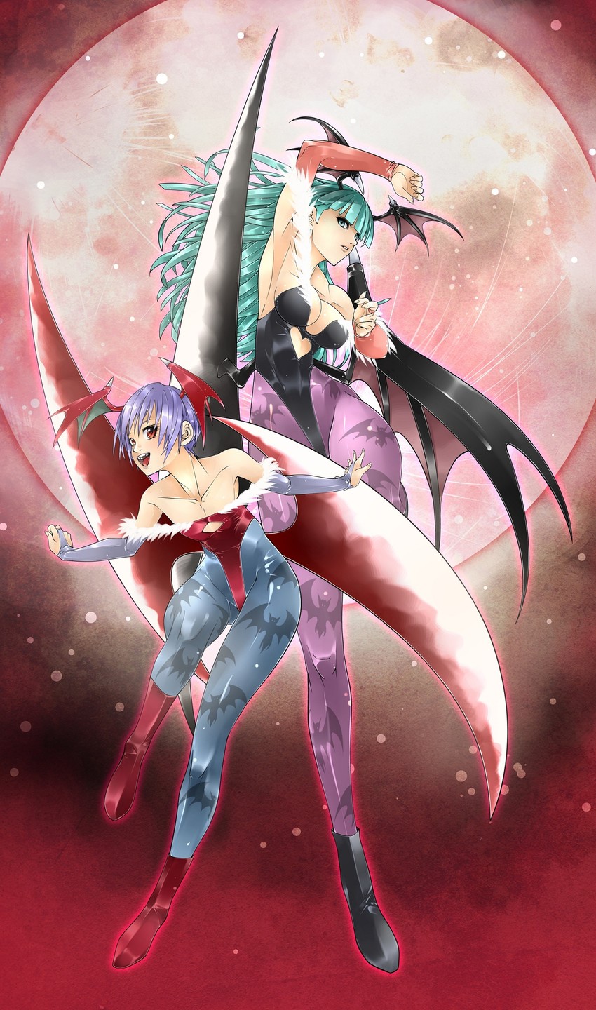 morrigan aensland and lilith (darkstalkers) drawn by cai-man