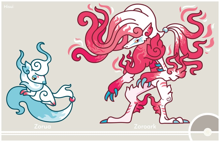 hisuian zorua and hisuian zoroark (pokemon) drawn by cosmopoliturtle