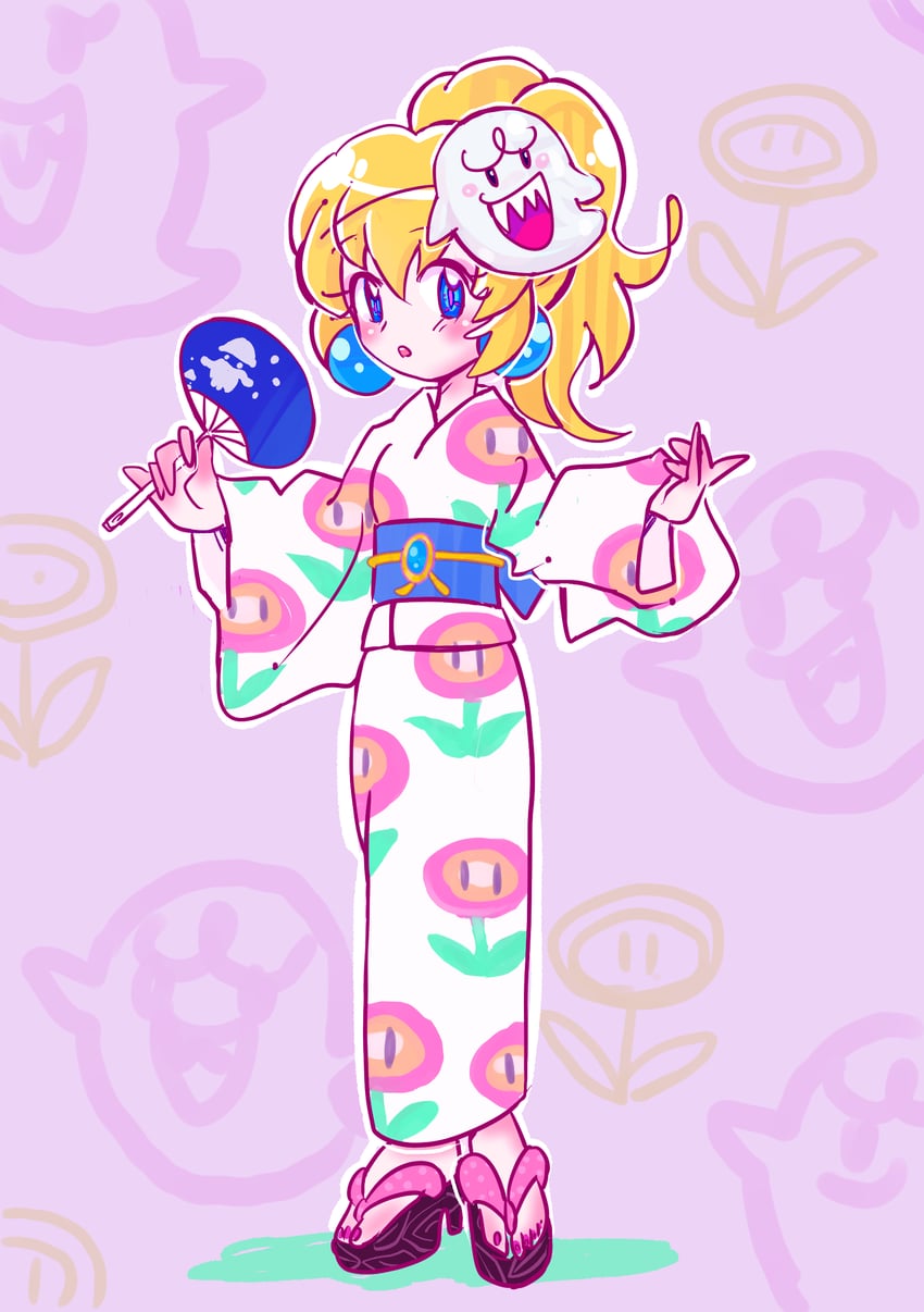 princess peach and boo (mario and 1 more) drawn by rakugaki_shitagari-ya