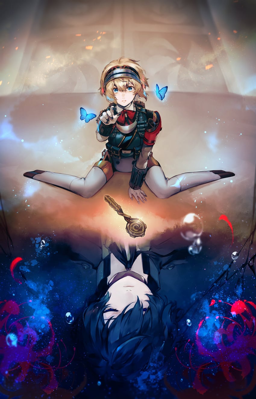 yuuki makoto and aigis (persona and 2 more) drawn by lor_(roasyerizyonirapi)