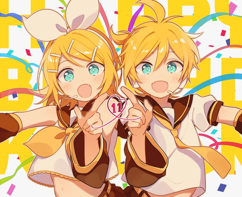 kagamine rin and kagamine len (vocaloid) drawn by 4_(nakajima4423)