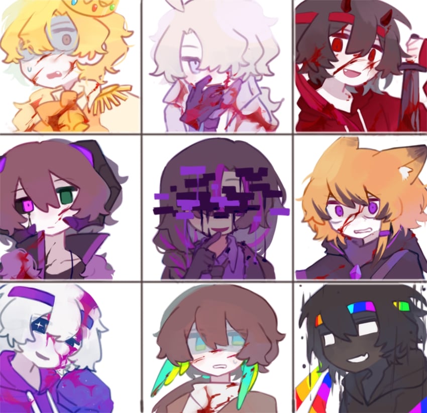 spokeishere, itzsubz, planetlord, vitalasy, princezam, and 4 more (minecraft youtube and 1 more) drawn by wen_se_nan_sen
