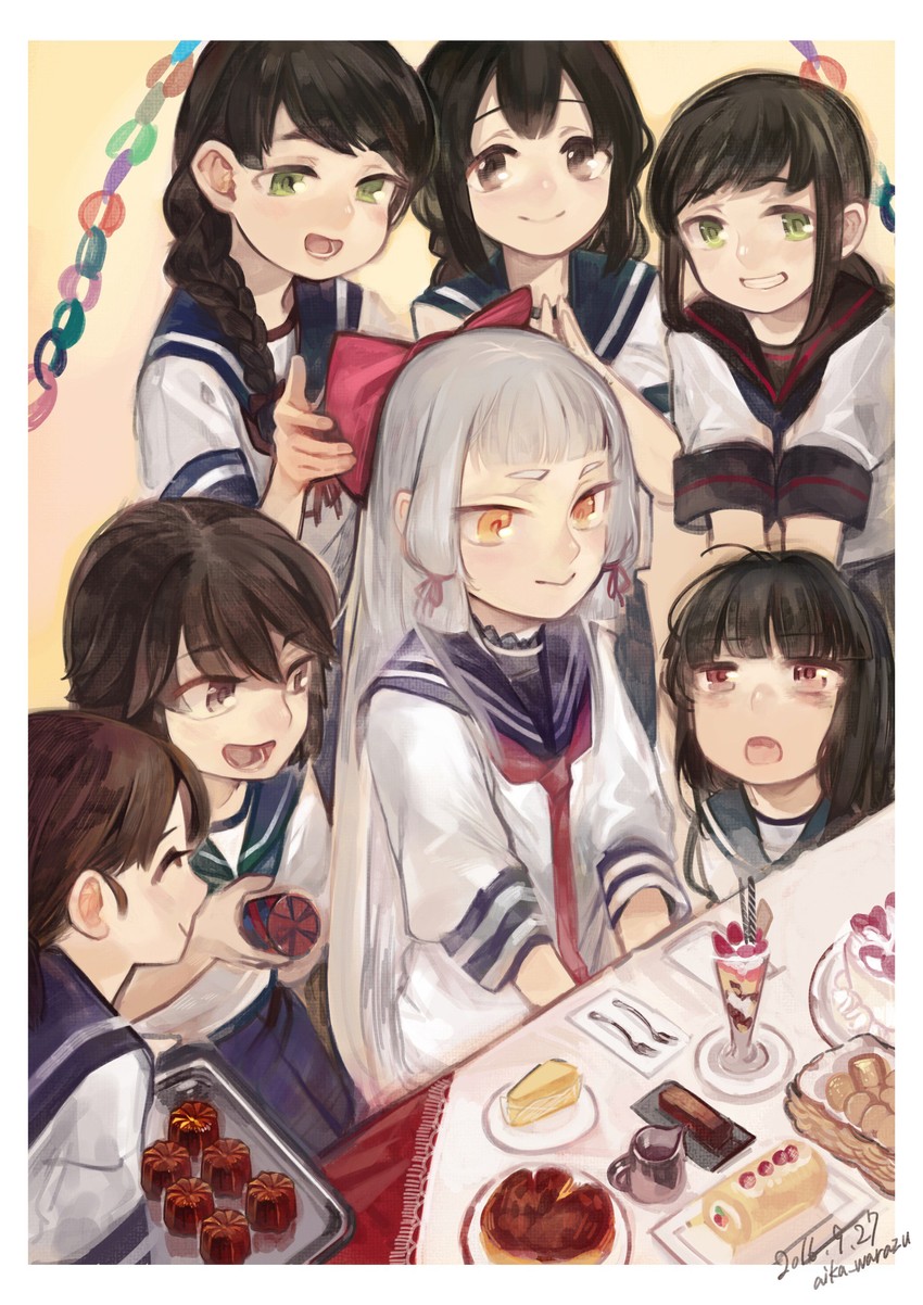 fubuki, murakumo, hatsuyuki, miyuki, fubuki kai ni, and 3 more (kantai collection) drawn by aika_warazu
