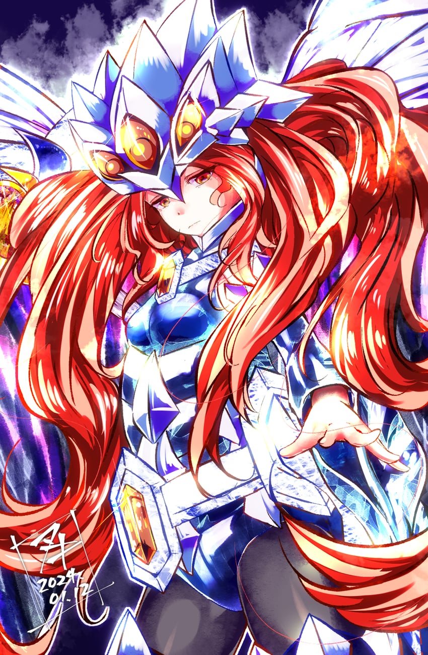 emilia and nekroz of gungnir (yu-gi-oh!) drawn by sato_(yuki0634)