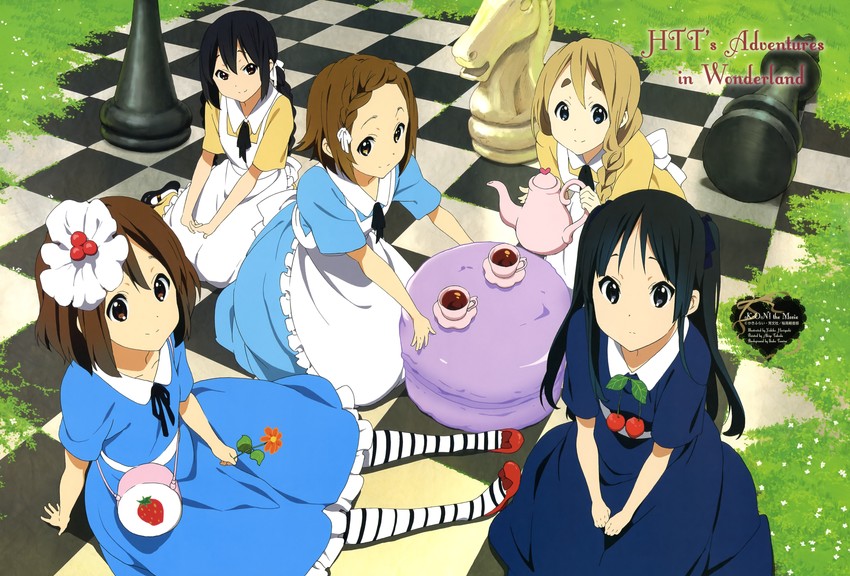 akiyama mio, nakano azusa, hirasawa yui, tainaka ritsu, and kotobuki tsumugi (k-on! and 3 more) drawn by horiguchi_yukiko