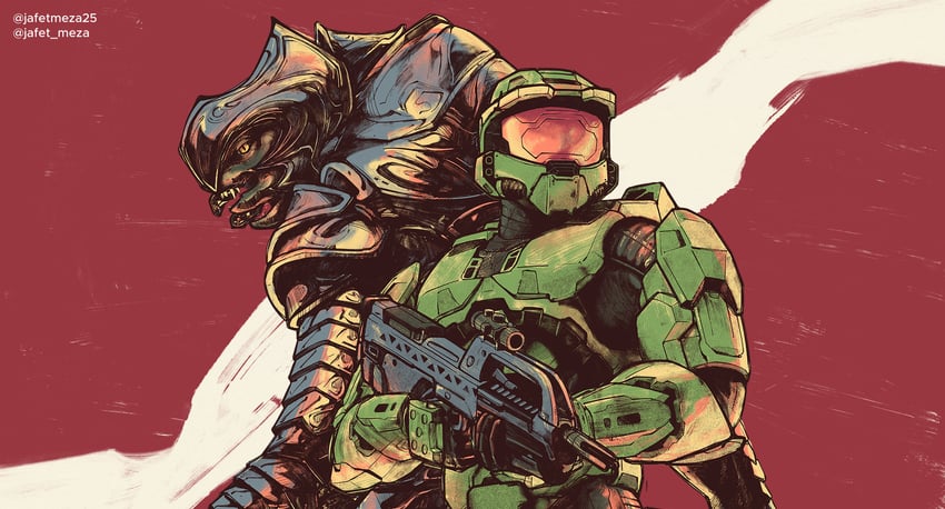 master chief, arbiter, and thel'vadam (halo and 1 more) drawn by jafet_meza