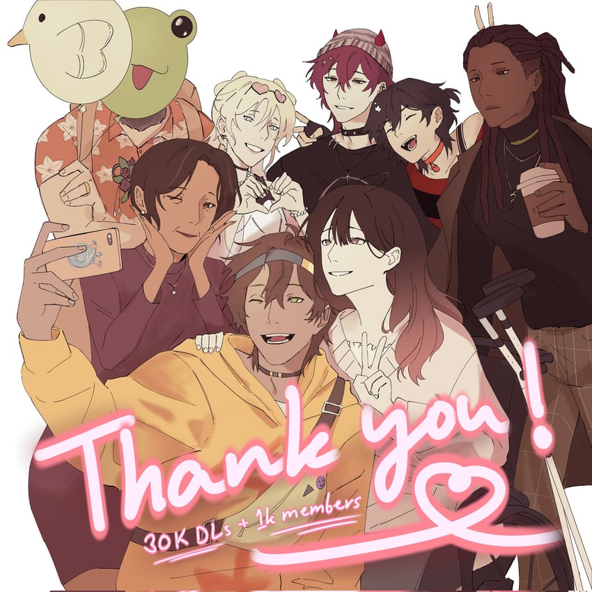 ronin, misaki, v, ai hua, luca, and 3 more (killer chat!) drawn by ragewang