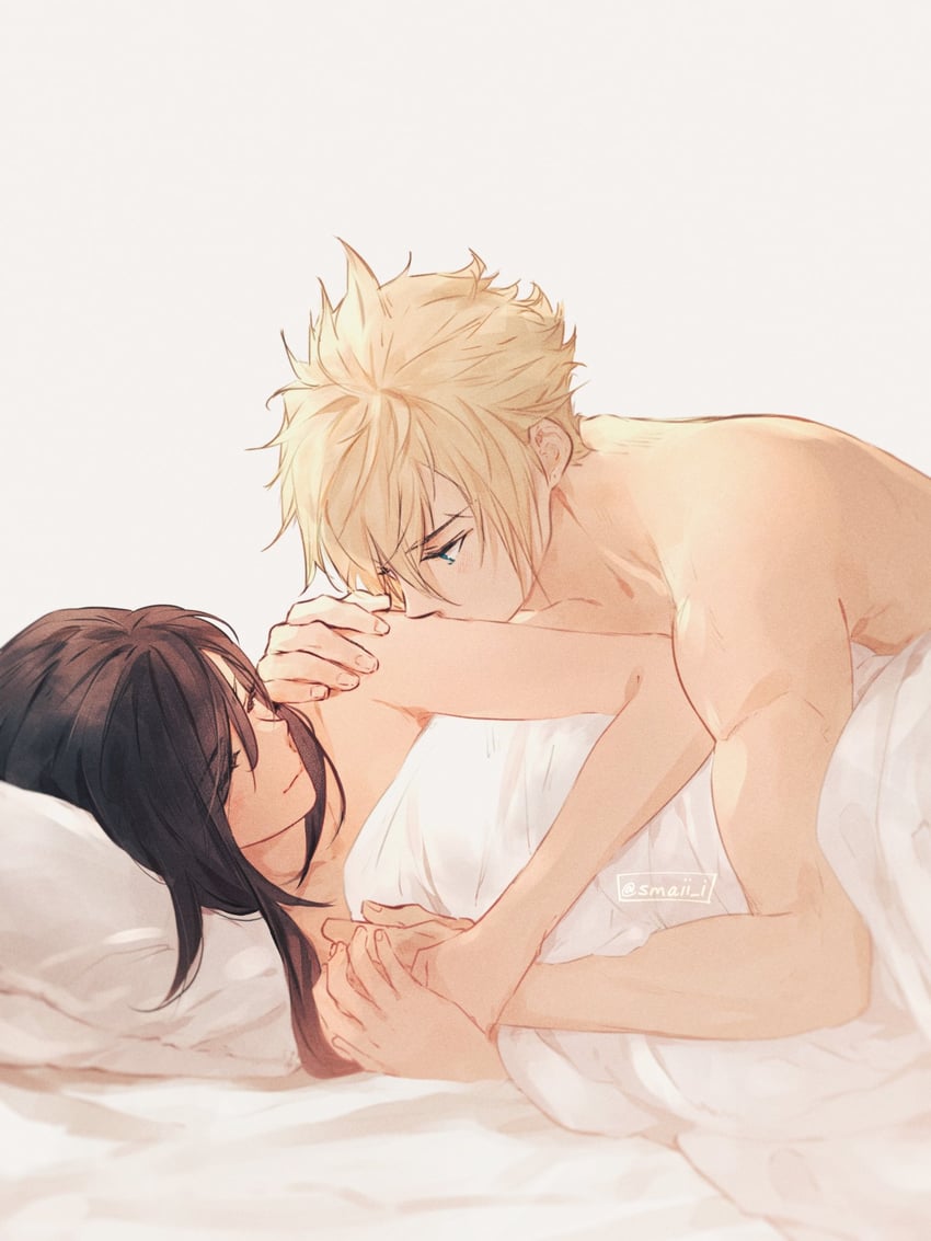tifa lockhart and cloud strife (final fantasy and 1 more) drawn by maiii_(smaii_i)