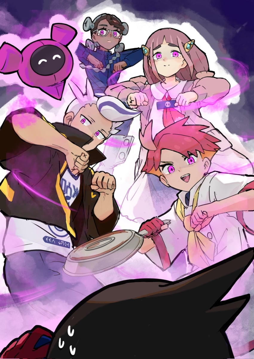 florian, lacey, drayton, crispin, amarys, and 1 more (pokemon and 1 more) drawn by shake_shark3