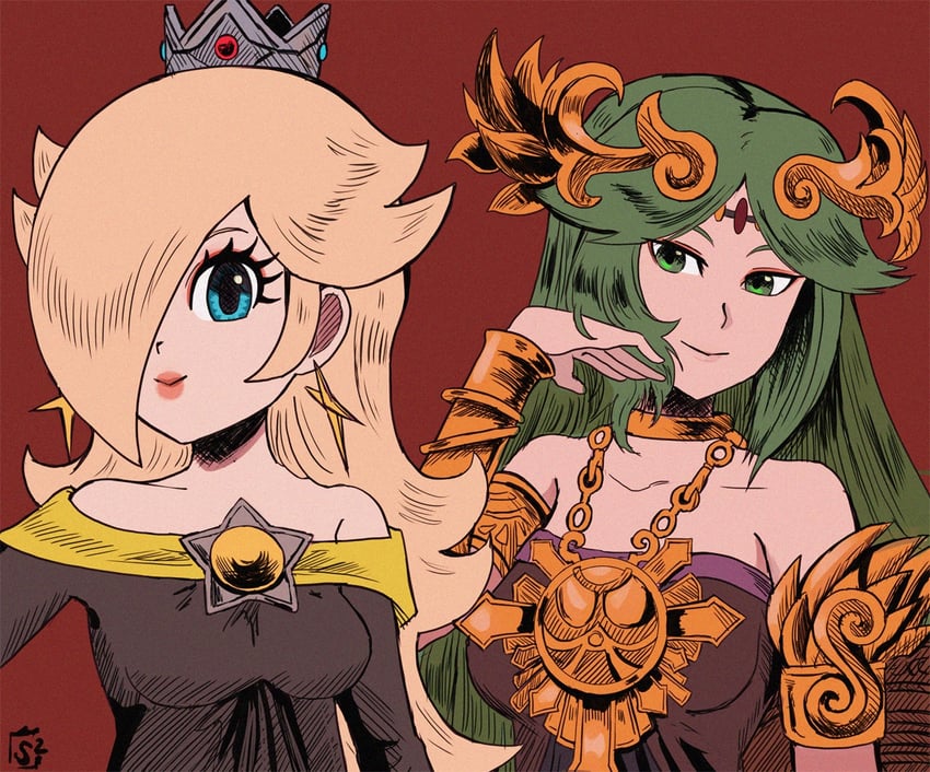 rosalina and palutena (mario and 3 more) drawn by stoic_seraphim