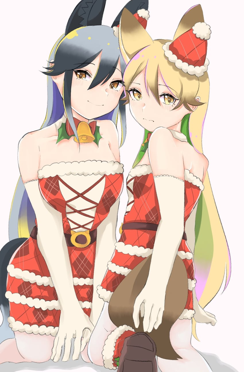 silver fox and ezo red fox (kemono friends) drawn by kamisamanosaba