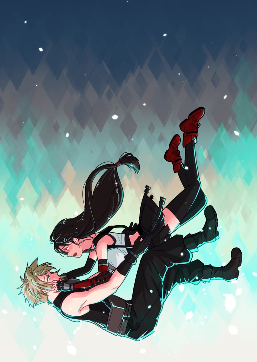 tifa lockhart and cloud strife (final fantasy and 2 more) drawn by babigonice