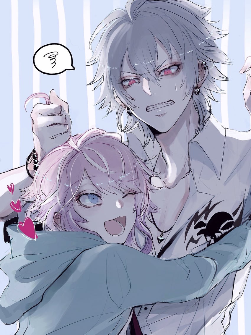 amemura ramuda and aohitsugi samatoki (hypnosis mic) drawn by shino_(shino-xx)