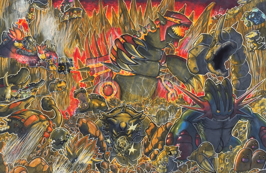 diglett, groudon, trapinch, swampert, cubone, and 22 more (pokemon) drawn by takkun_(takkun_art)