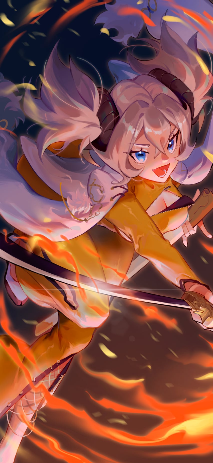 sword of werebeast rey (guardian tales) drawn by box_galaxy